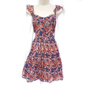 Joie Floral Mini Dress - Blue and Red